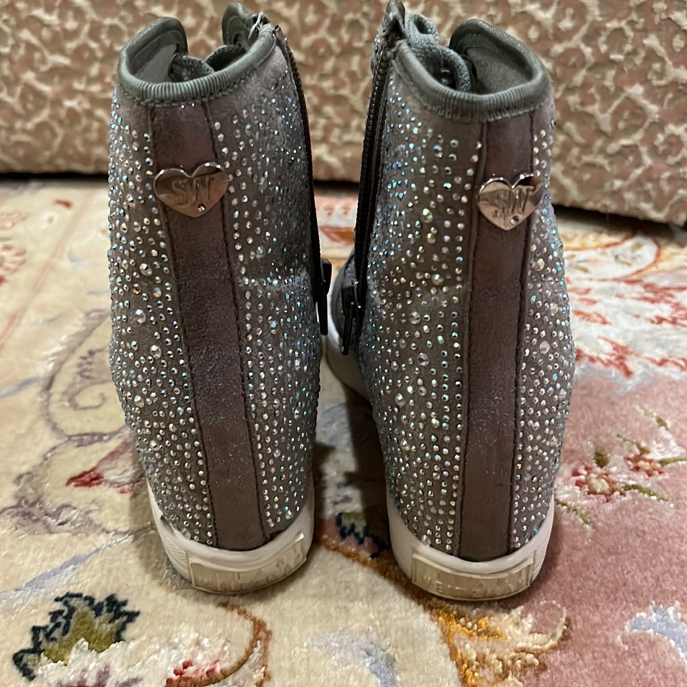 Stuart weitzman kids size 2 bedazzled sneaker wedges. WORN ONCE - Picture 3 of 3